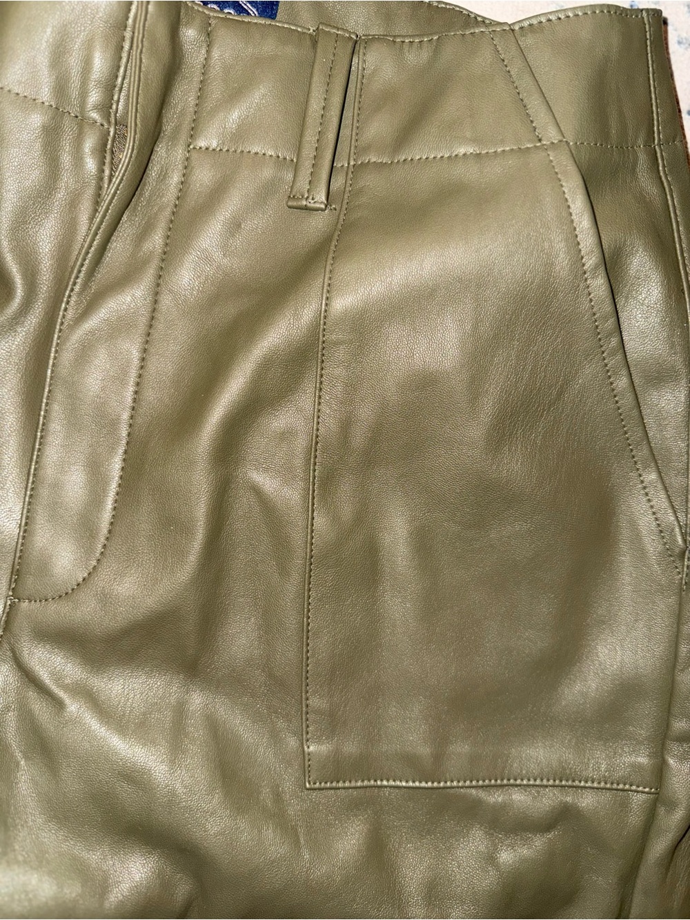 Scoop Leather-Look Olive Green Men's Cargo Pants - Picture 3 of 5